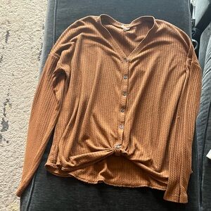 Women's Button-Up Brown Top